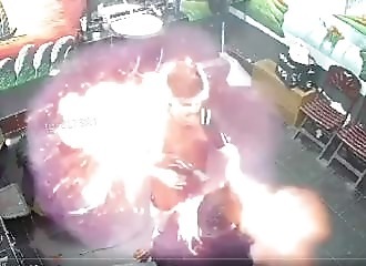 His hair salon explodes when he turns on the hair dryer 