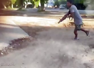 Myanmar: Automatic rifle fire near children playing badminton
