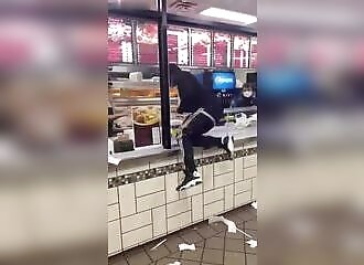 Nighttime rampage: a customer vandalizes a restaurant before hitting it with his truck