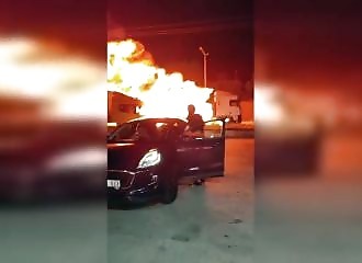 He drives 8 km with his truck on fire