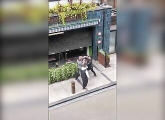 He looks for shit in the street and falls asleep on the pavement 