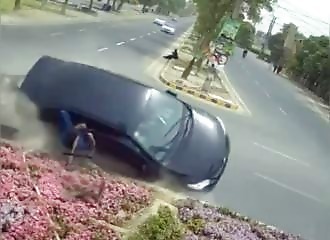  He has a terrible accident but seems to come out of it without any after-effects! 