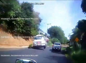 Truck sideswipes motorcyclist as it rolls over