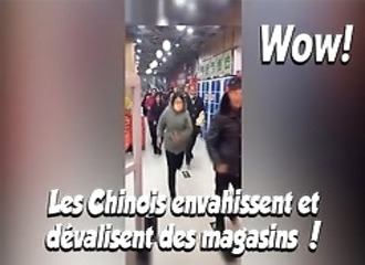 Des chinois pillent un magasin avant le confinement !