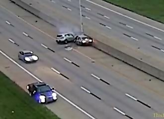 Motorist violently collides with wrong-way vehicle during police chase