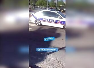 Police officers flee as they are attacked by riffraff