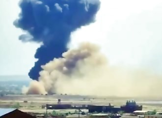 A Russian plane lands too far down the runway and explodes as it plunges into the scenery