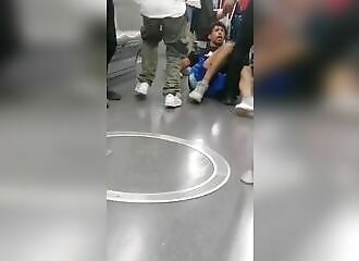 A scum assaults girls in the metro and is put in his place