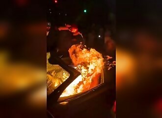 Corvette set on fire at illegal street rally