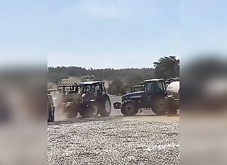 French farmers overturn a truckload of partygoers to dislodge them