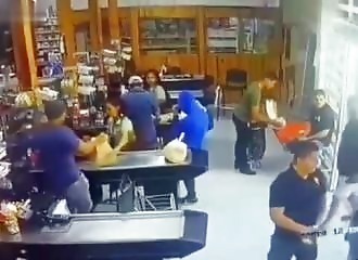 Man shoots at random in convenience store (Warning - shocking)