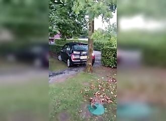 He drives his car into holidaymakers at a campsite
